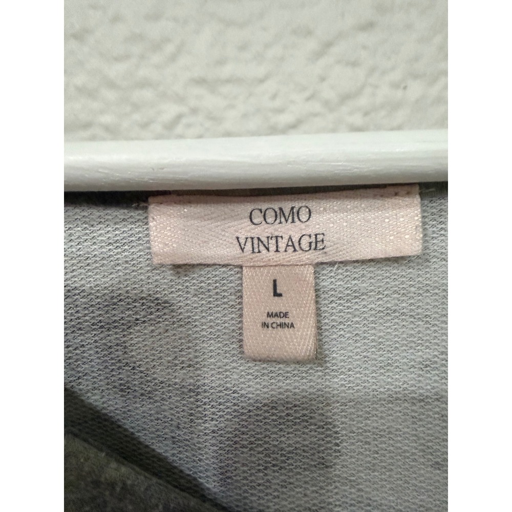 Como Vintage Camo Print‎ V-Neck Drawstring Tie Hem Top Green Grey Large - Picture 3 of 8
